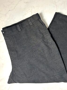 DXL Oak Hill Men's 54Wx30L Dark Grey Flatfront Stretch Cotton Blend Dress Pants